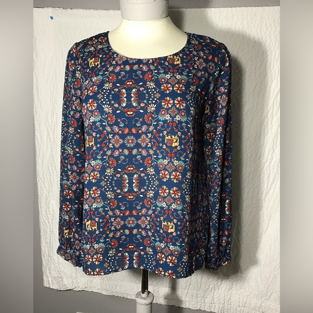 New Love 21 Floral Open Back Woven Top Size L Multicolor  100% Polyester